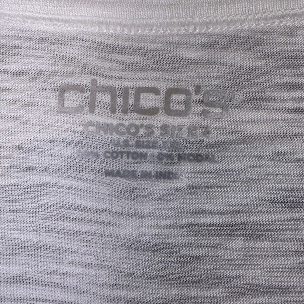 Chicos Cotton Slub Scoop Neck Elbow Tee Alabaster White Size 4 XXL Set of 2 NEW - Picture 3 of 9